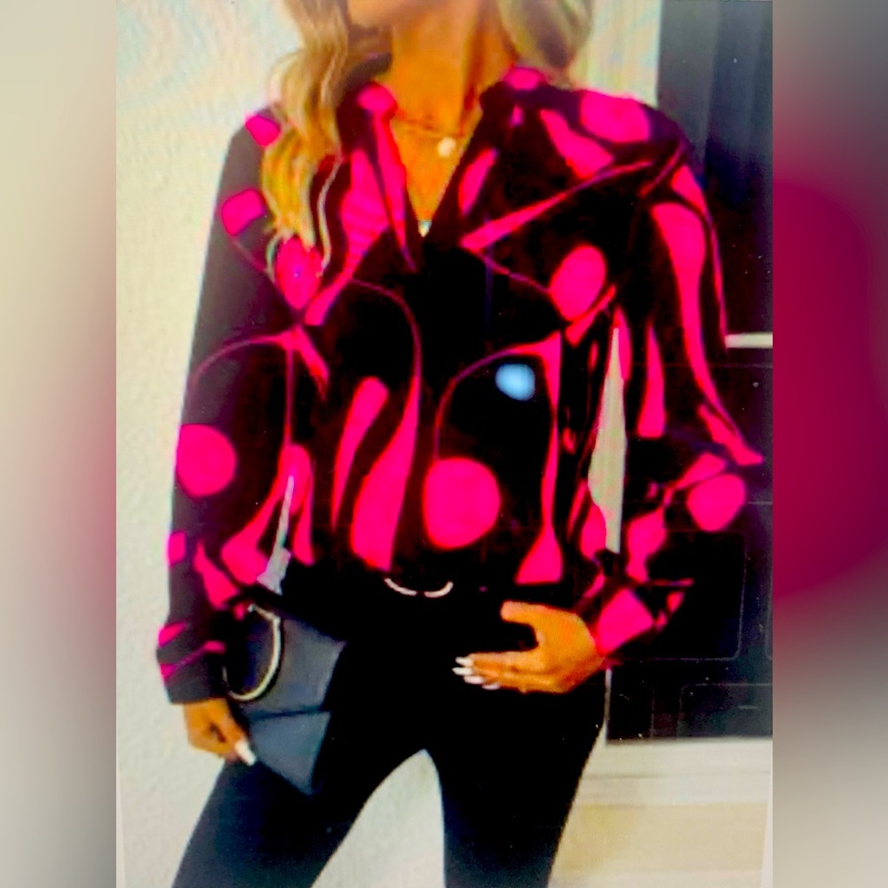 New blouse hot pink & black